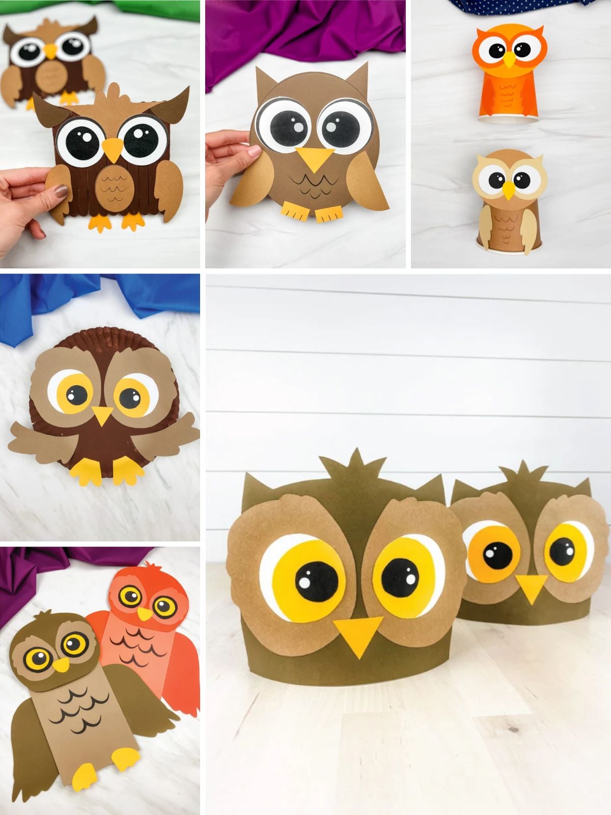 collage image of Owl Crafts for Autumn Season