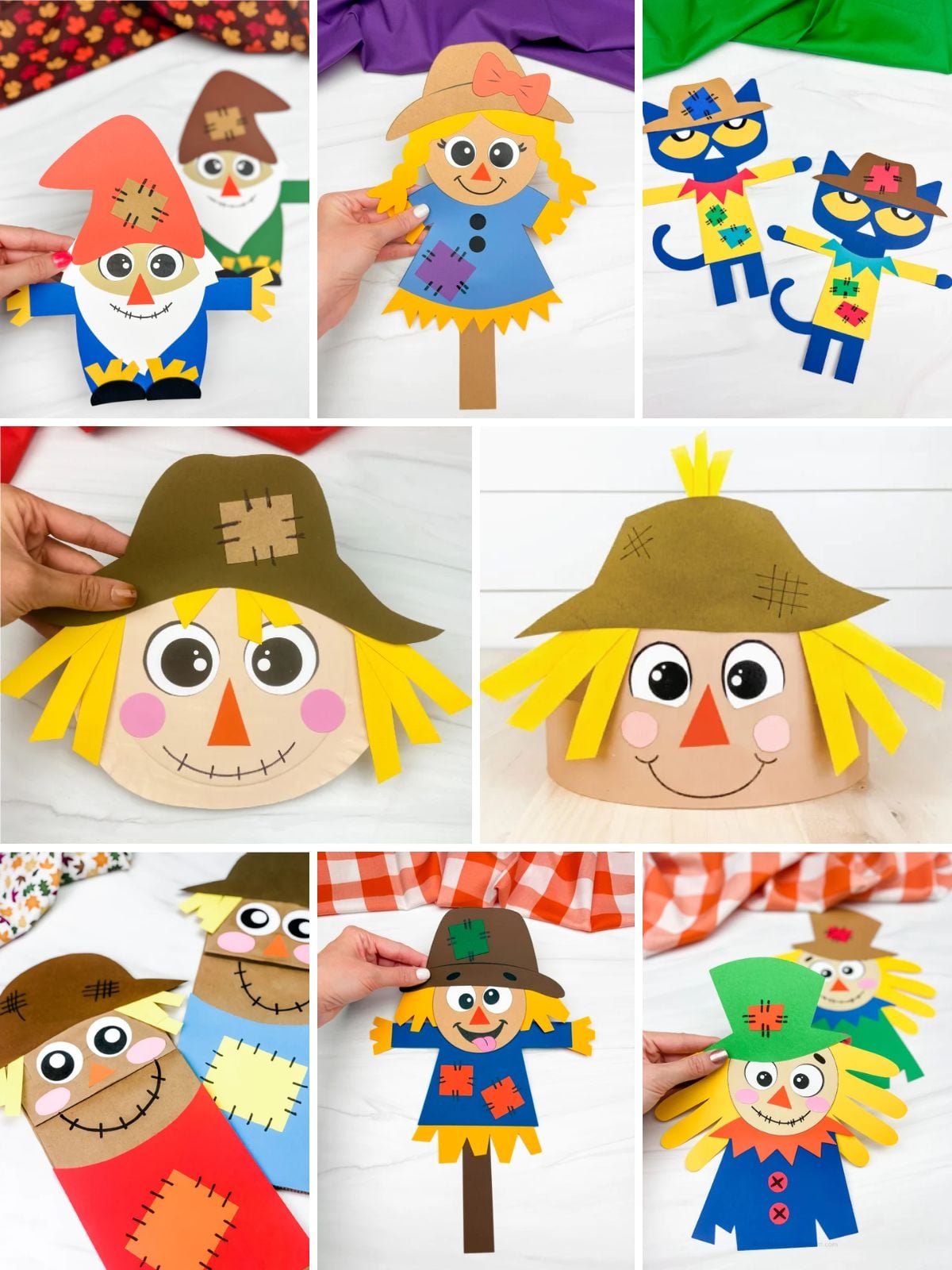 collage image of Scarecrow Crafts for Autumn Season