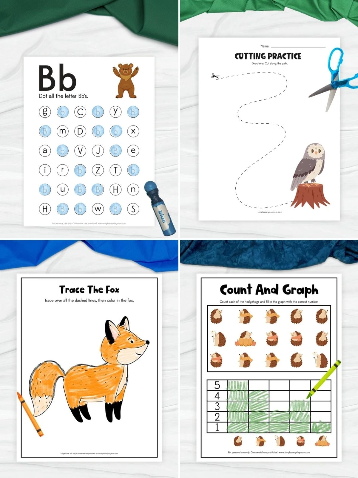 collage image of Wildlife Fine Motor Printables