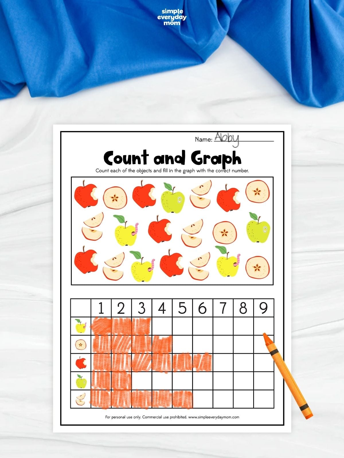 The "Count and Graph" worksheet helps children practice counting different apple-themed objects and recording the totals on a graph. This hands-on activity strengthens counting, number recognition, graphing, and data interpretation skills in a fun and engaging way. It is an excellent printable resource for preschool and kindergarten learners to build early math confidence at home or in the classroom.