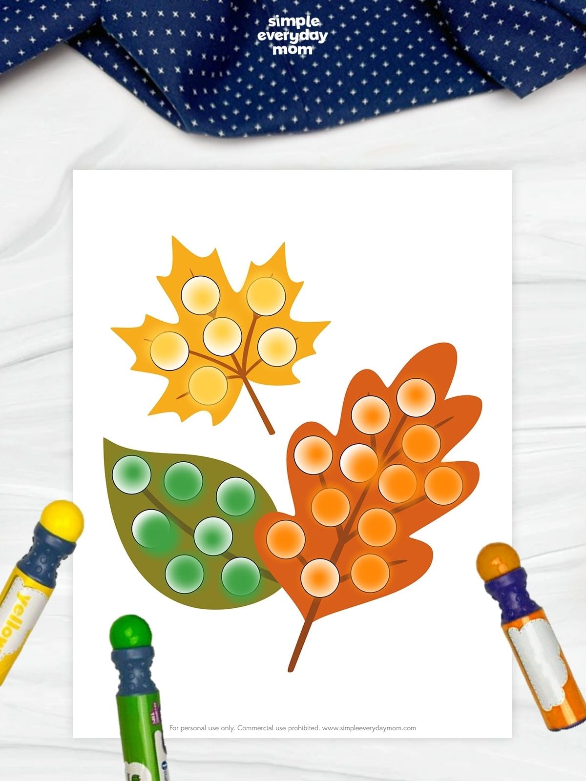 This printable fall leaf dot marker activity gives kids a fun way to explore colors while building fine motor skills. Children use dot markers to fill each autumn leaf, encouraging hand-eye coordination, creativity, and color recognition. Perfect for preschool, pre-K, kindergarten, classroom centers, homeschool, or seasonal art activities.