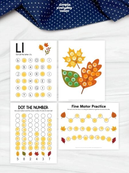 These printable fall activity pages help kids build important early learning skills with fun, autumn-themed exercises. Children can practice letter recognition, counting, dot marker activities, and fine motor skills while completing colorful leaf-themed worksheets. Great for preschool, pre-K, kindergarten, homeschool, classroom centers, or independent fall learning.