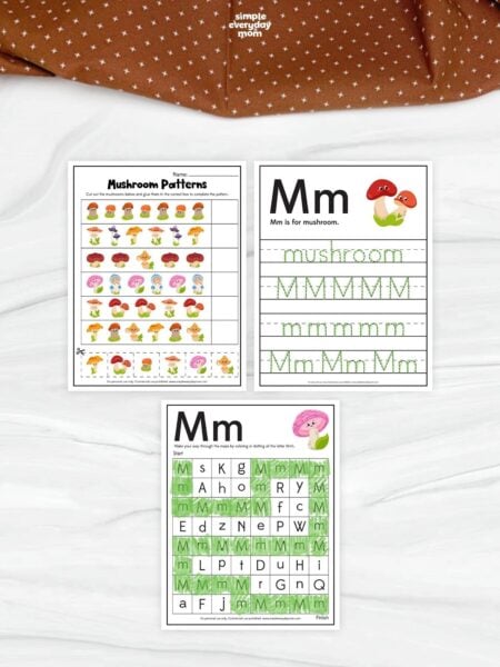 These mushroom-themed worksheets provide a fun way for children to practice early literacy, handwriting, and pattern recognition skills. Kids can trace the letter M, complete mushroom patterns, and find uppercase and lowercase M in an engaging letter maze while strengthening fine motor skills and visual recognition. These printable activities are perfect for preschool and kindergarten learners at home or in the classroom.