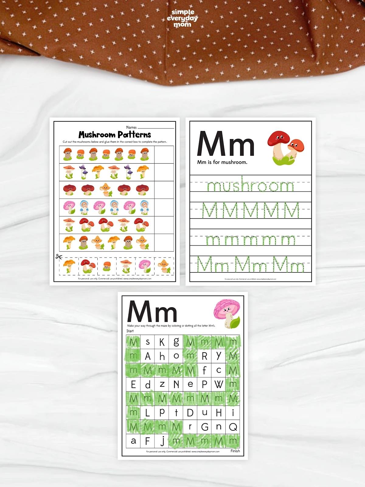 These mushroom-themed worksheets provide a fun way for children to practice early literacy, handwriting, and pattern recognition skills. Kids can trace the letter M, complete mushroom patterns, and find uppercase and lowercase M in an engaging letter maze while strengthening fine motor skills and visual recognition. These printable activities are perfect for preschool and kindergarten learners at home or in the classroom.