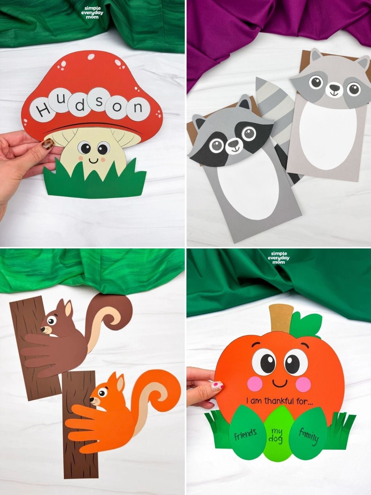 collage image of Fall Forest Crafts for Young Learners