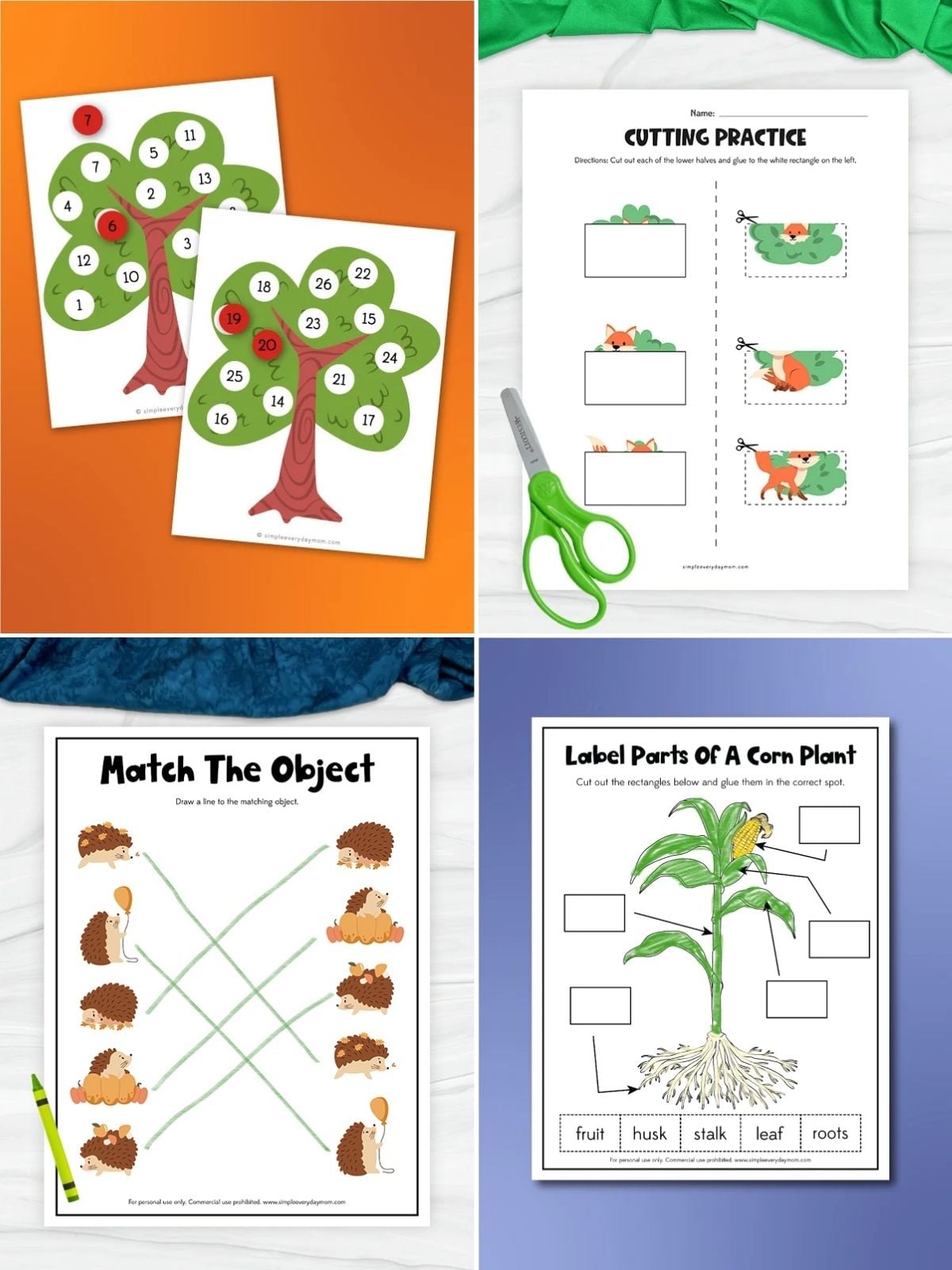 collage image of Fall Learning Pages