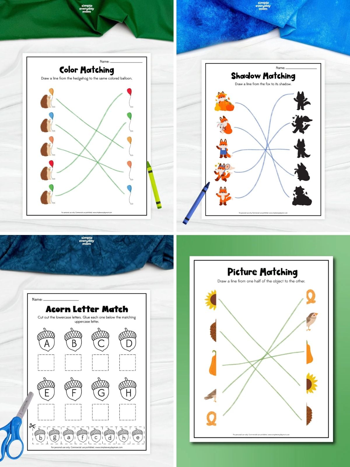 collage image of Fall Matching Activity for Kids