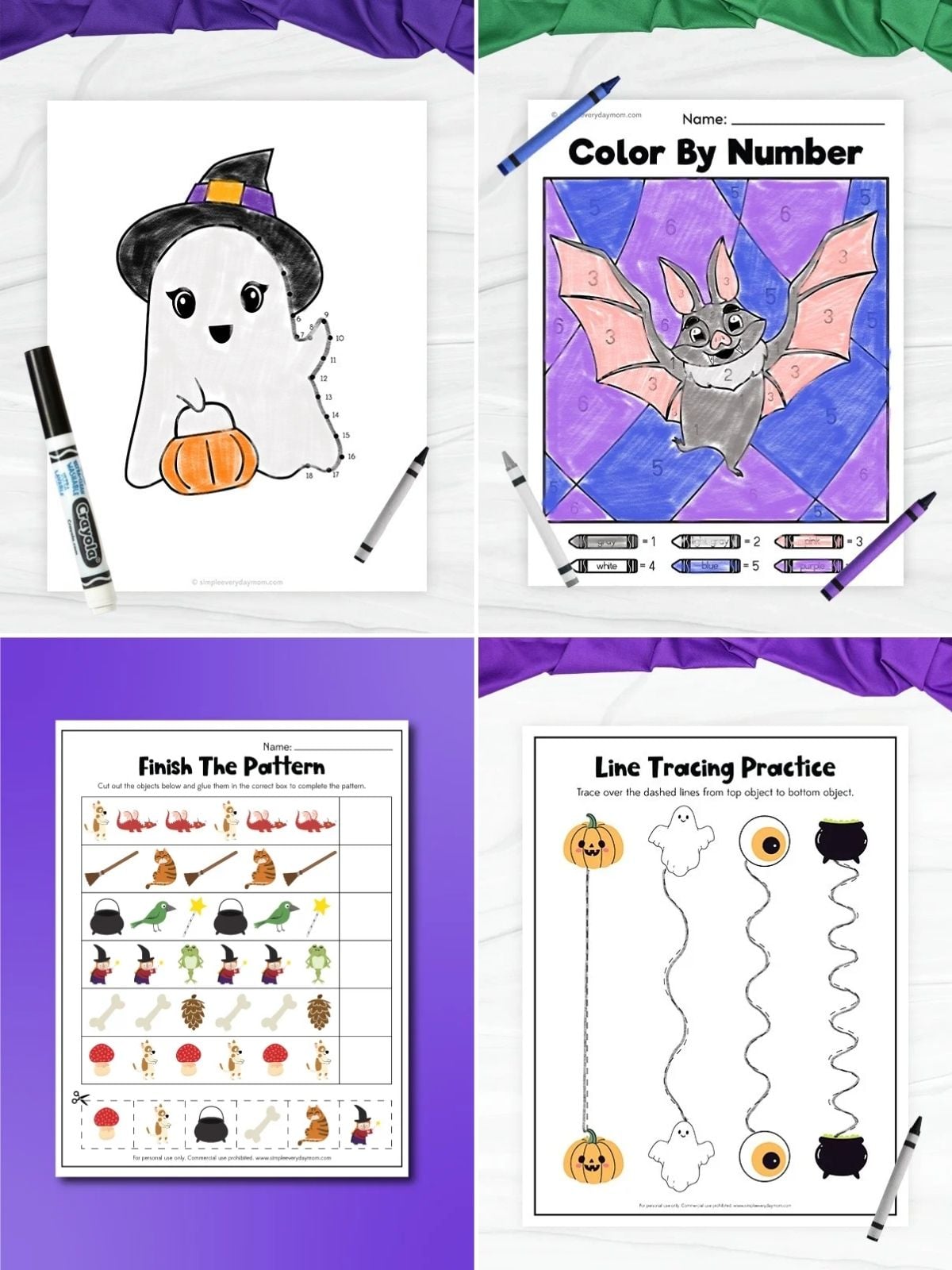 collage image of Fun Halloween Learning Pages