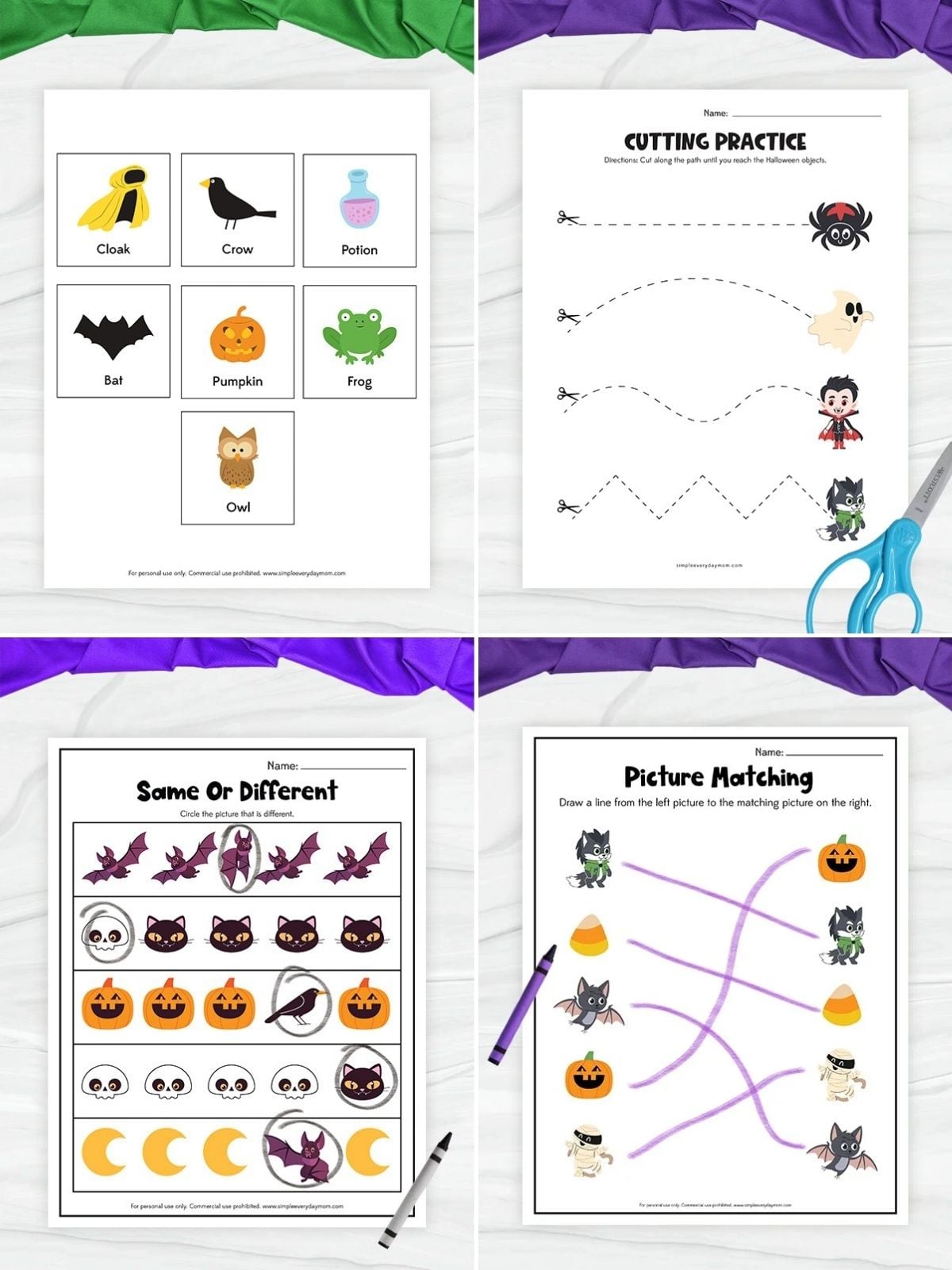 collage image of Halloween Worksheets & Learning Activities
