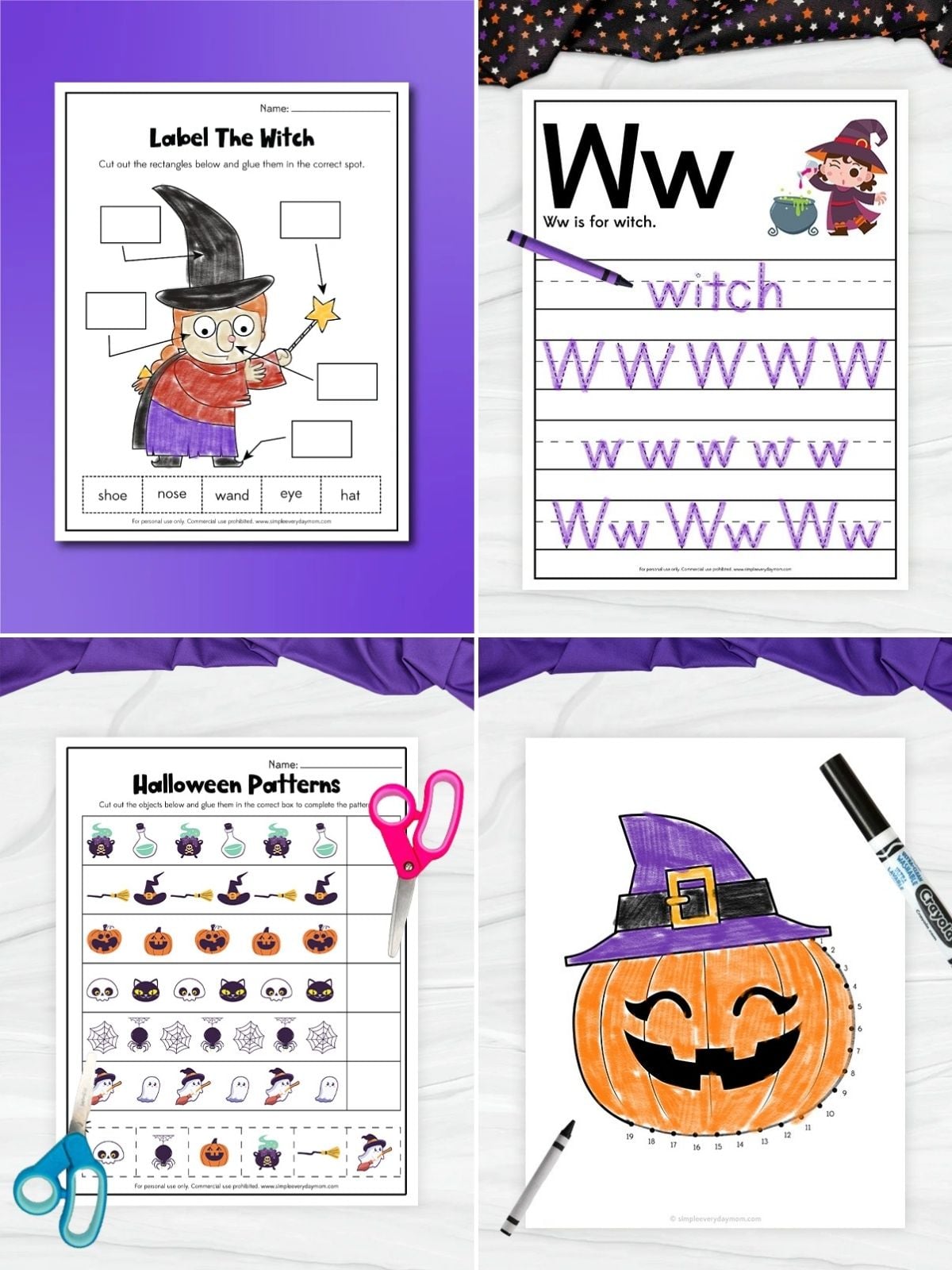 collage image of Spooky Preschool Printables