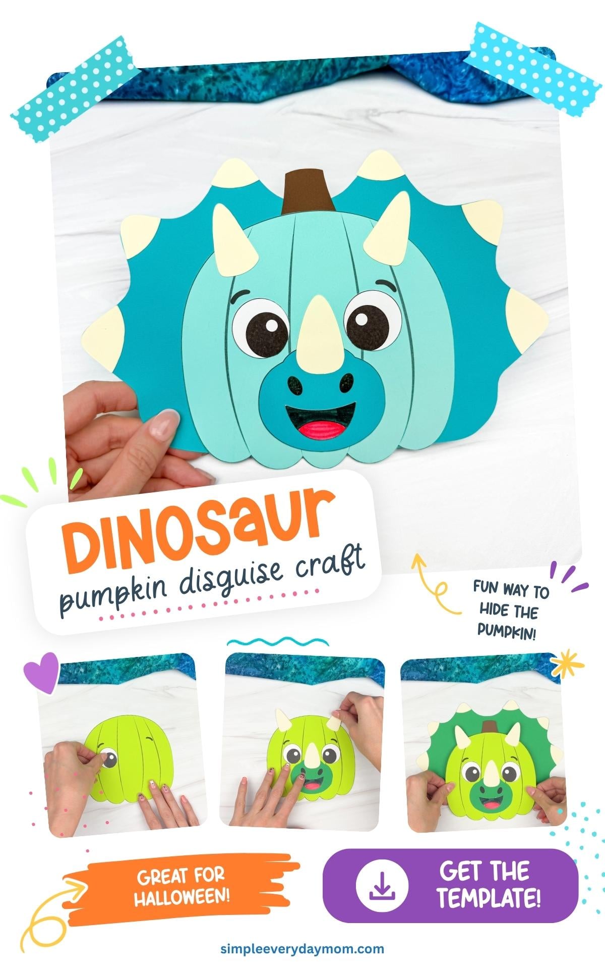 Dinosaur Pumpkin Disguise Craft for Kids [Free PDF Template]