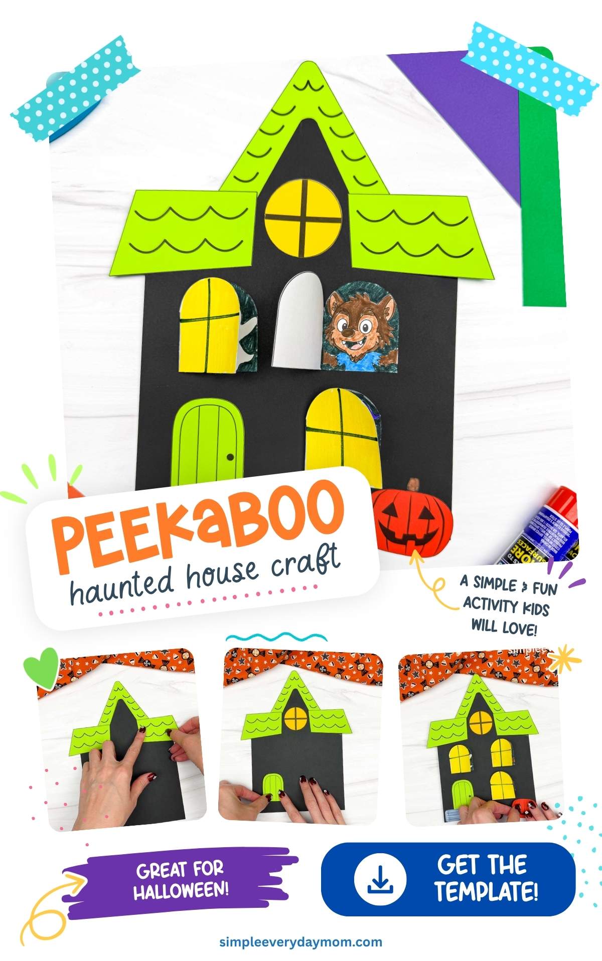 Peekaboo Haunted House Craft for Kids [Free PDF Template]