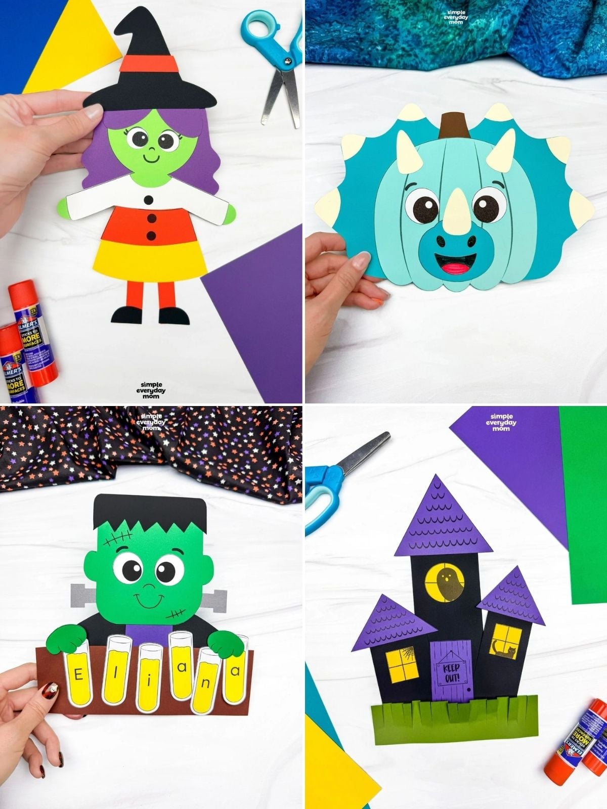collage image of Easy Halloween Paper Crafts
