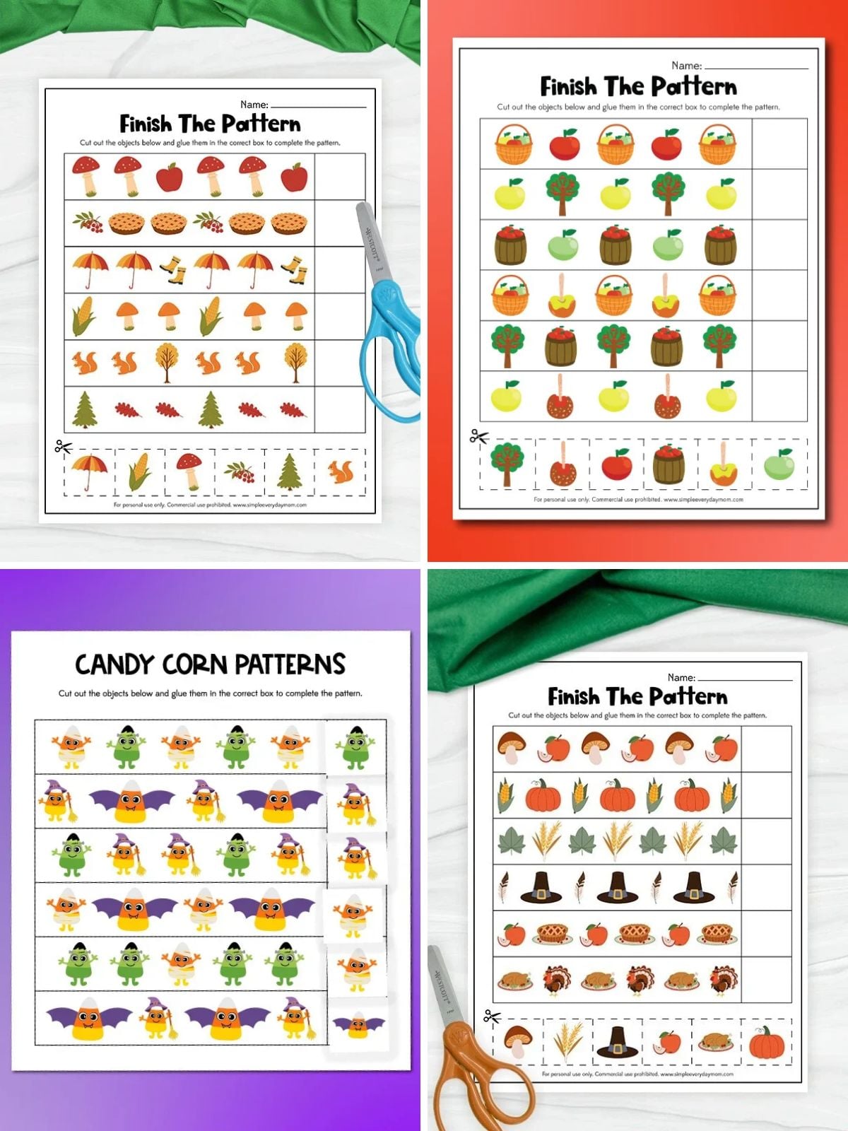 collage image of Fall & Halloween Pattern Printables