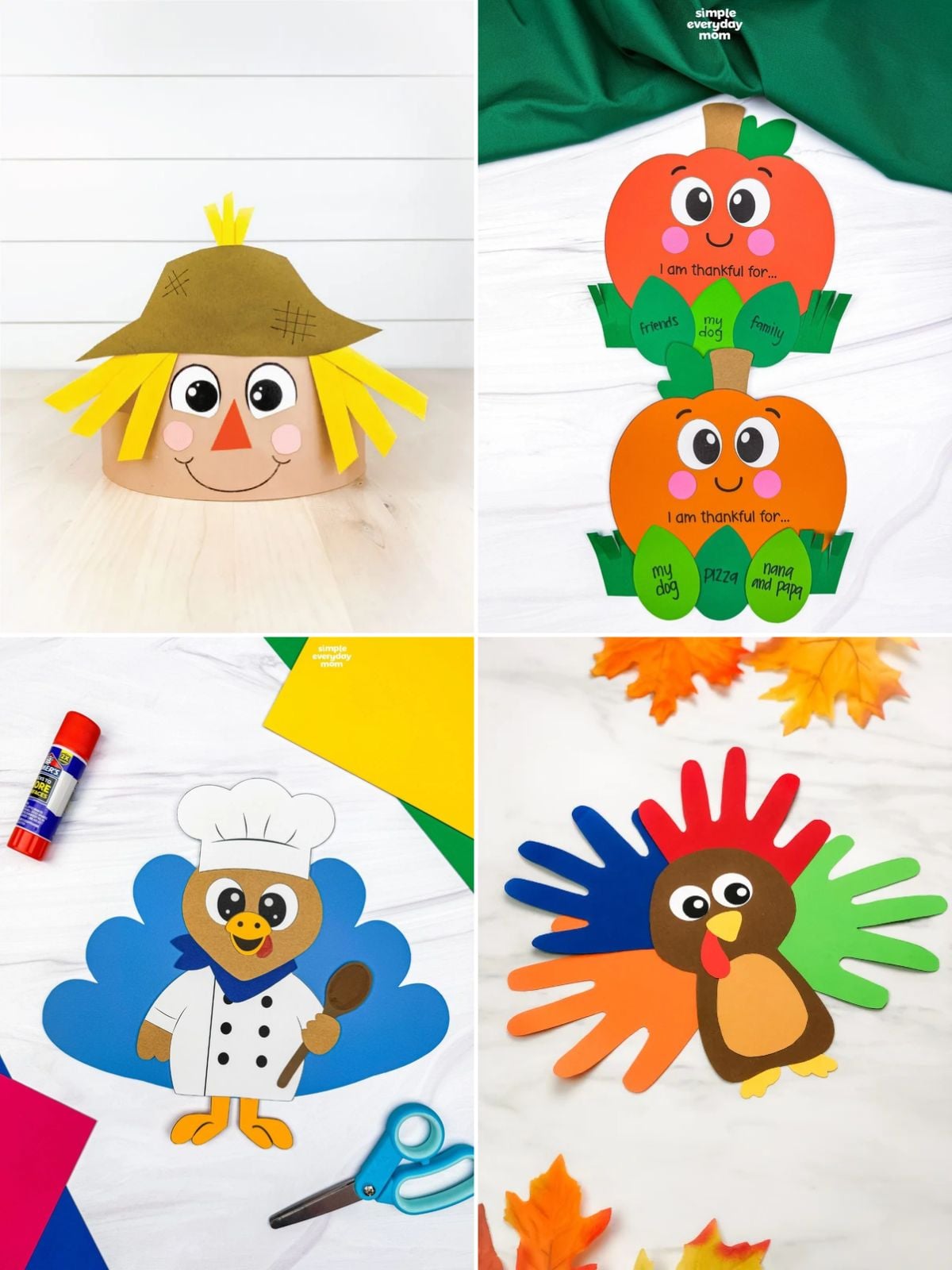 collage image of Festive November Crafts for Home or Classroom