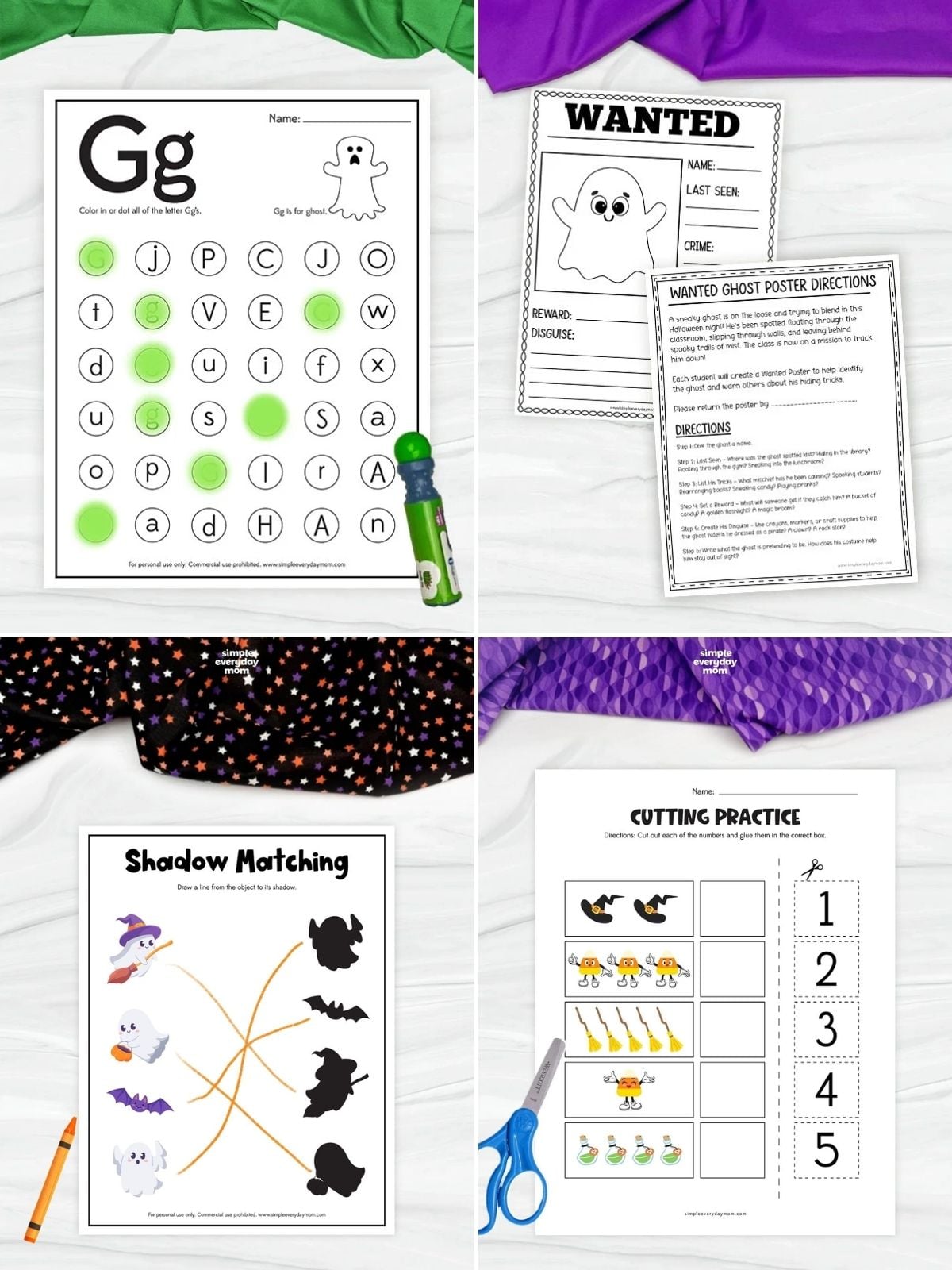 collage image of Free Printables for Kindergarten