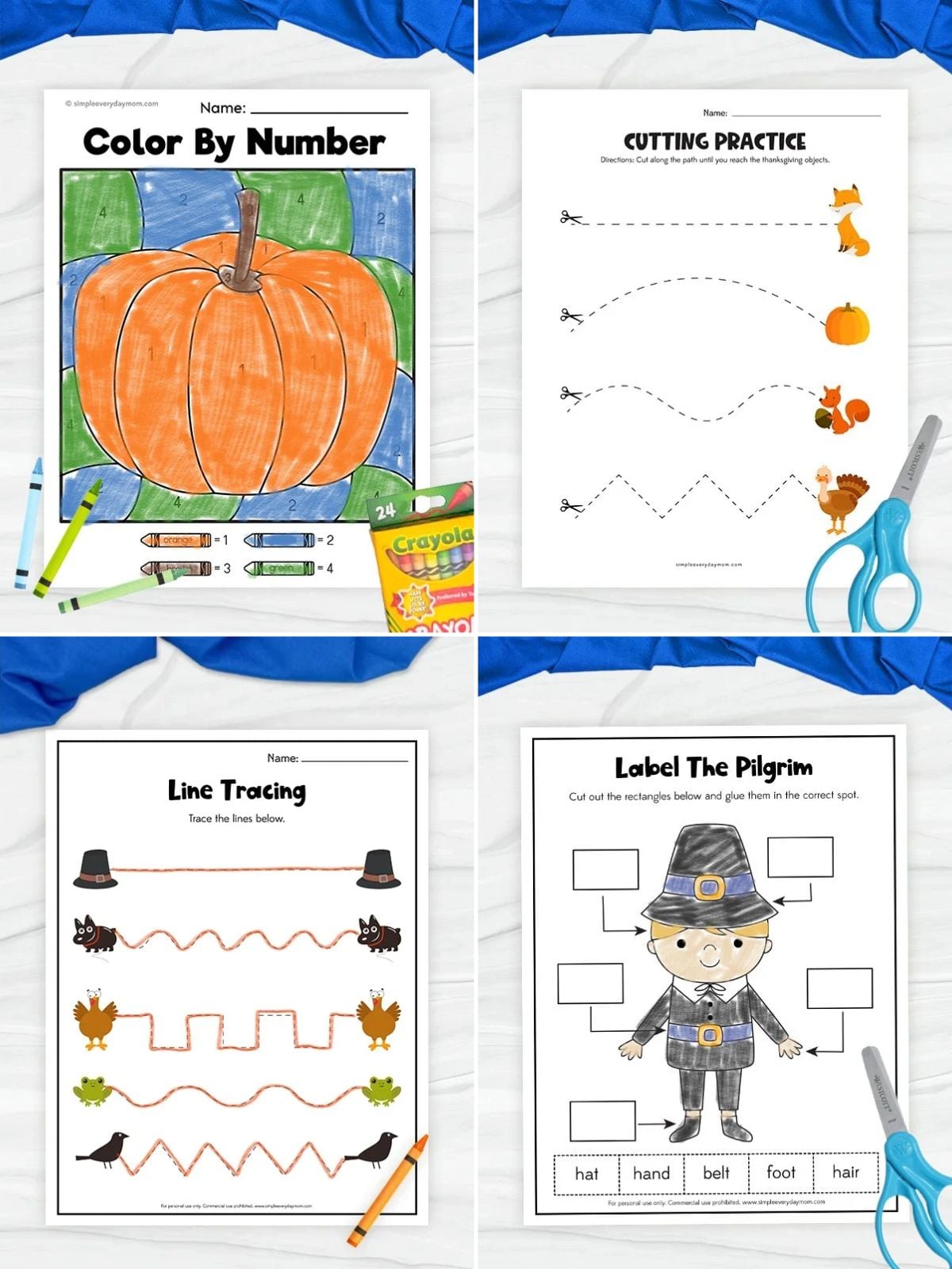 collage image of Fun Learning Printables for Thanksgiving