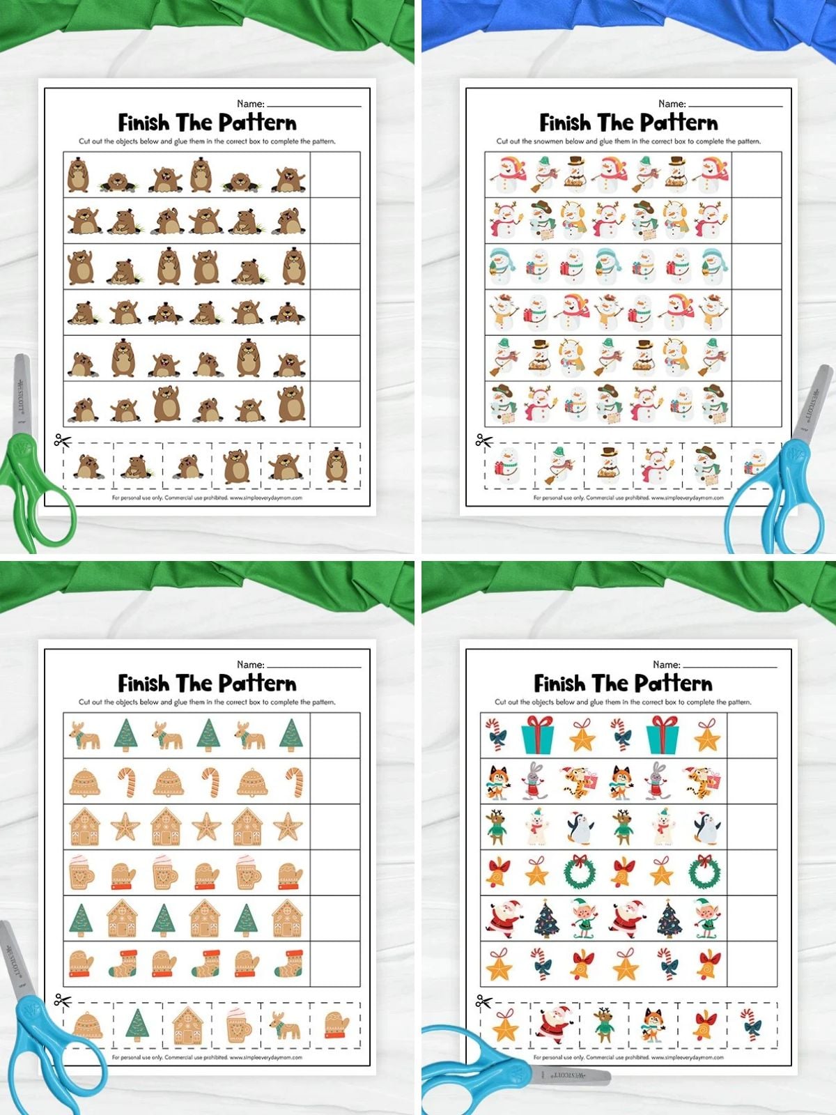 collage image of Winter & Christmas Pattern Pages for Kids