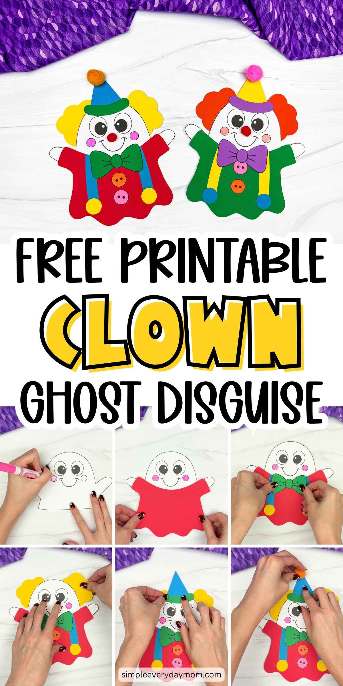 Clown Ghost Disguise Craft for Kids [Free Printable Template]